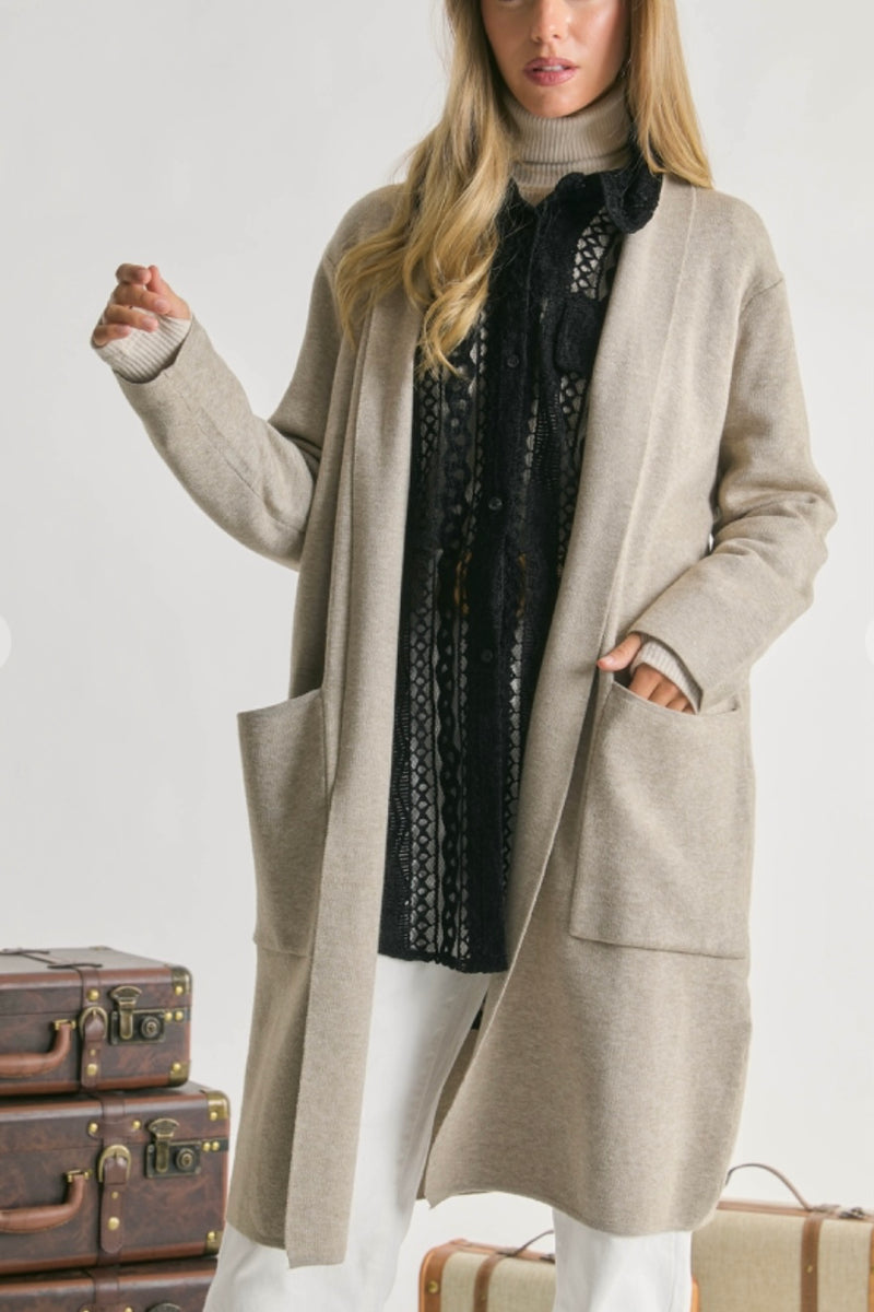 Long Line Shawl Collar Cardi Coat