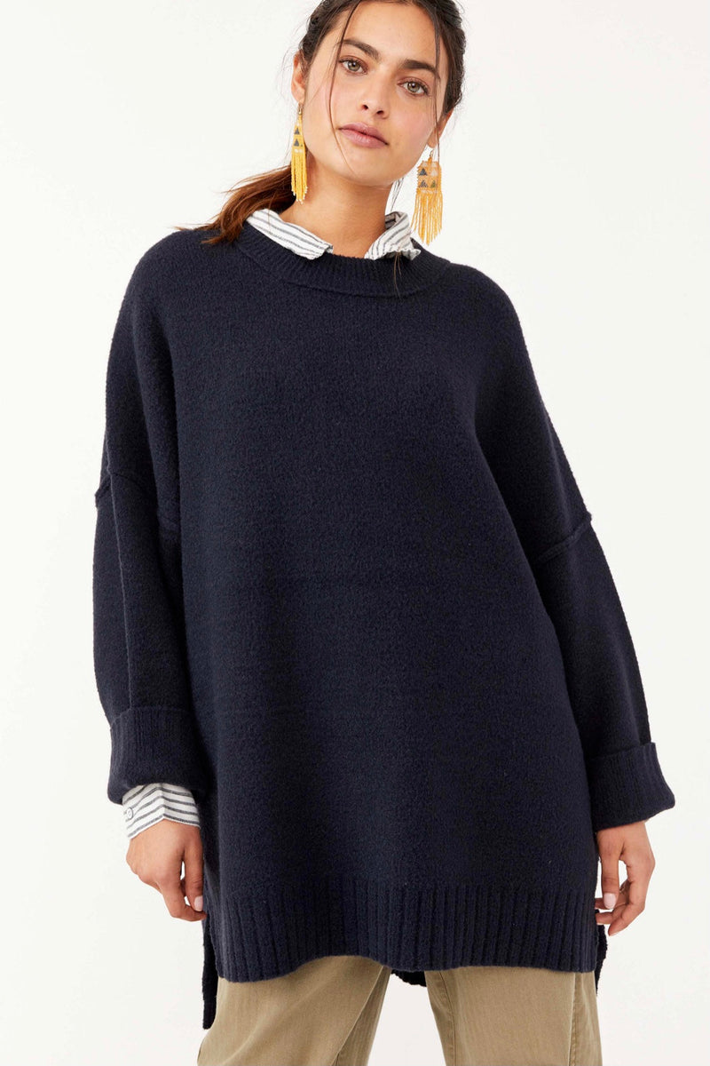 Free People Peaches Tunic Sweater Black