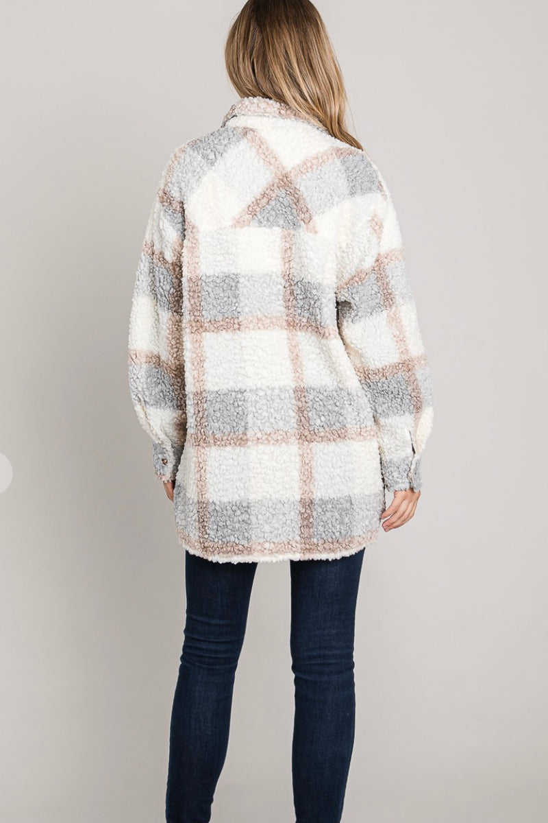 Teddy Plaid Sherpa Shacket