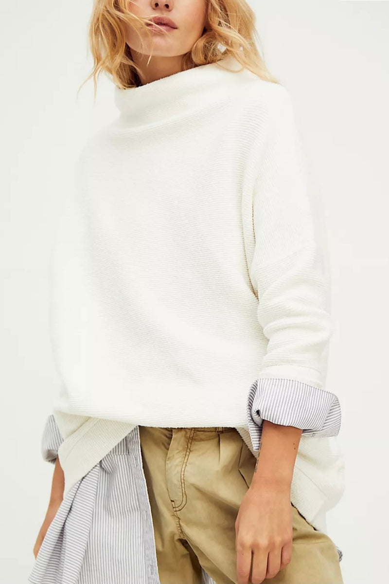 Free People Slouchy Ottoman Tunic Sweater in Optic White - Last One Size M