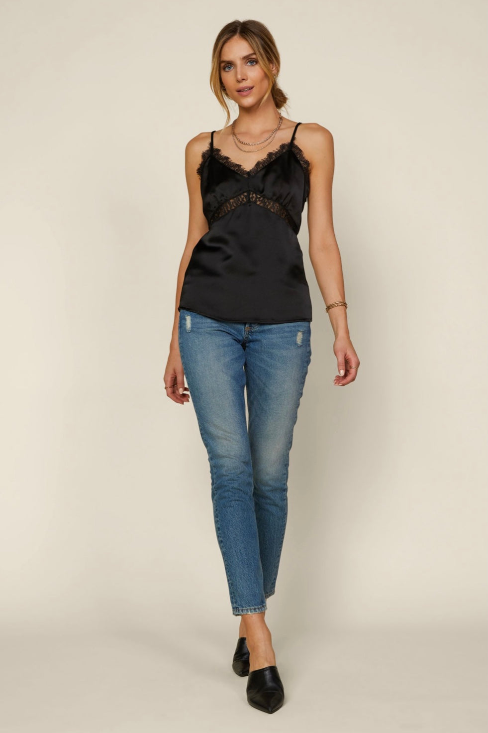 Satin| lace| cami|