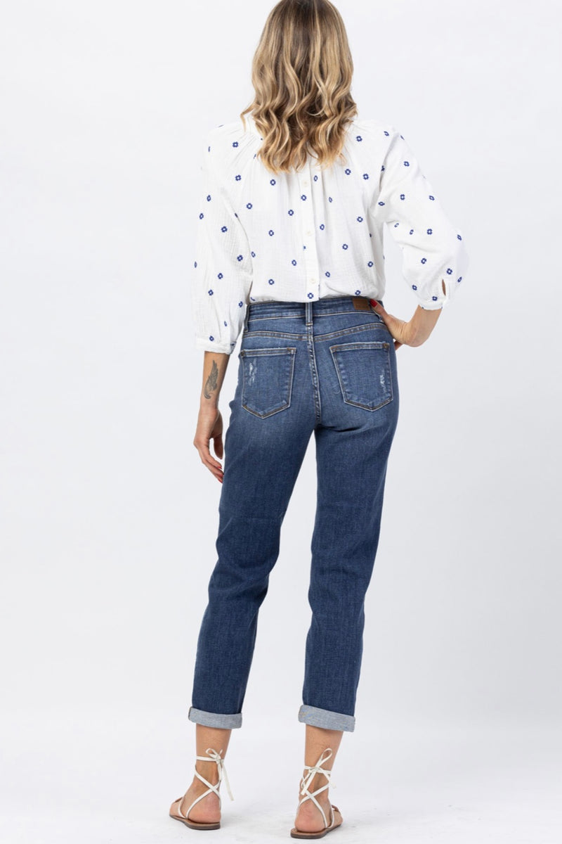 Judy Blue Mid-rise Dark Wash Boyfriend Jeans