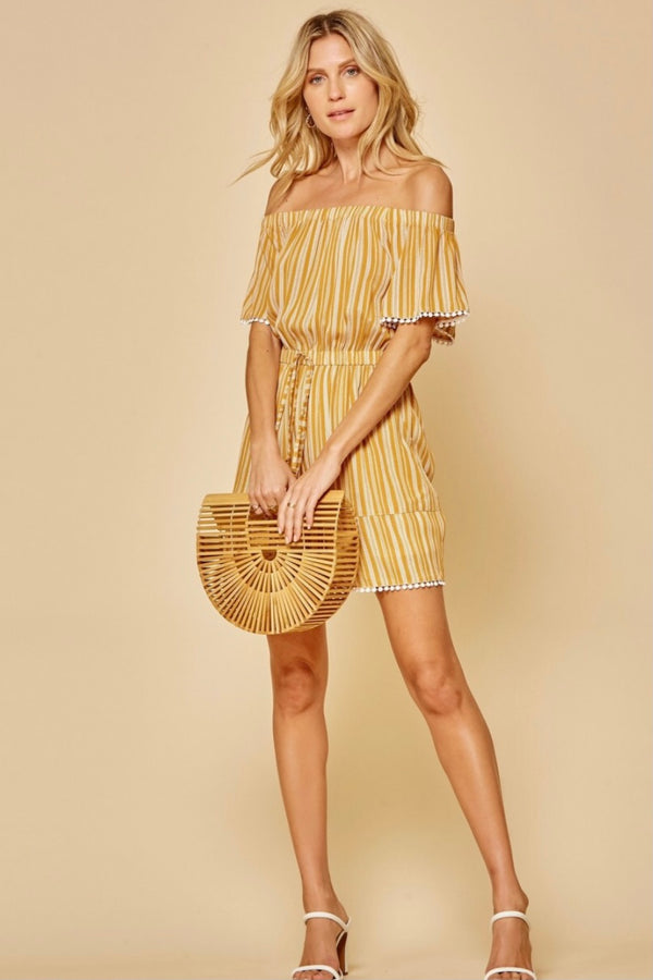 Sidney Striped Mustard Romper