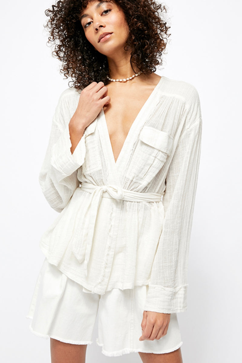 Free People Safari Sheer Wrap Top - Last One Size XS