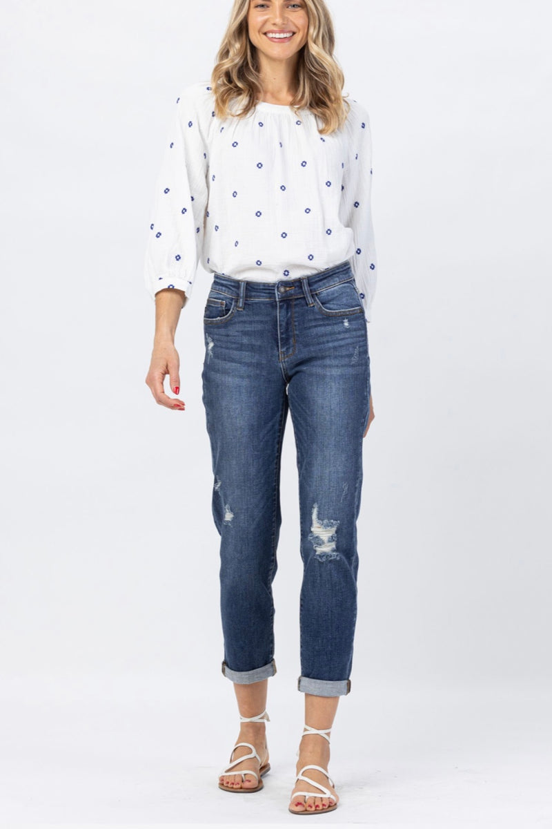 Judy Blue Mid-rise Dark Wash Boyfriend Jeans