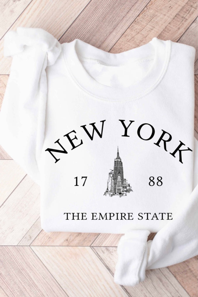 New York crew neck sweatshirt in black and white