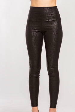 Gemma Faux Leather High Waisted Snake Skin Leggings - Size Small