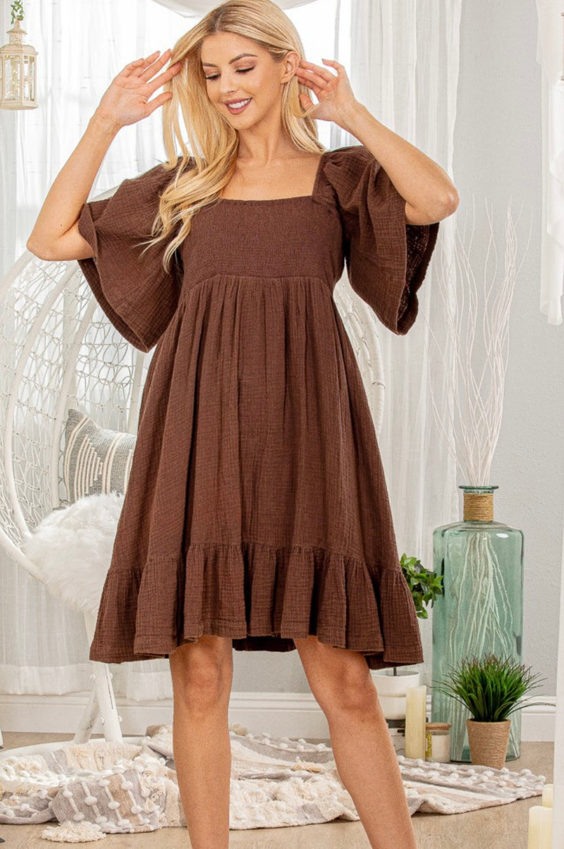 brown cotton dresses