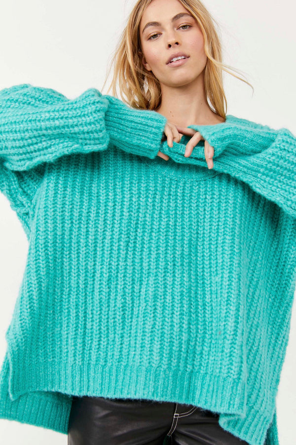 Free People Blue Bell Sweater | Meredith Shaw Collab | BT Style Collab | Boxy oversized sweaters | Plus size  sweaters | women’s winter sweaters|  Off the shoulder sweater |