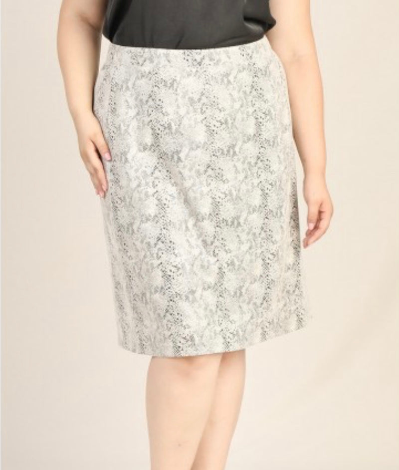 Neutral Snake Skin Pencil Skirt