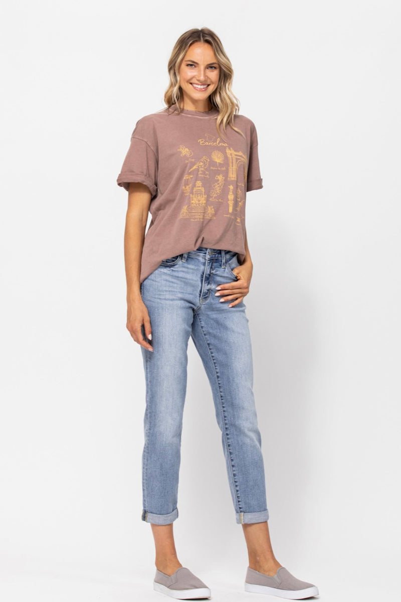 Judy Blue Midrise Light Wash Boyfriend Jeans