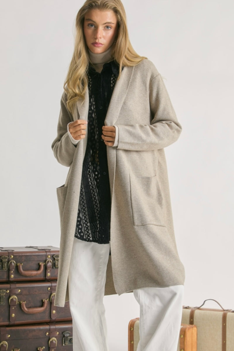 Long Line Shawl Collar Cardi Coat