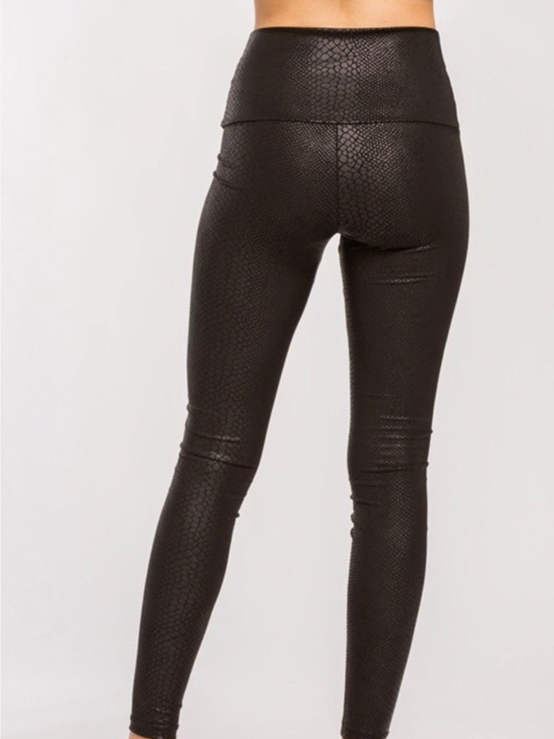 Gemma Faux Leather High Waisted Snake Skin Leggings - Size Small