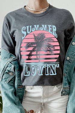Summer Lovin| retro| charcoal| cotton| tshirt|