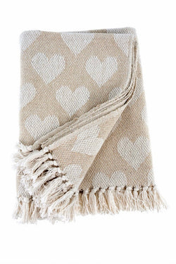 White Heart Throw Blanket