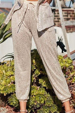 Sequin drawstring joggers