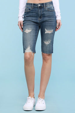 Keeley Distressed Bermuda Denim Shorts - Size S & XL
