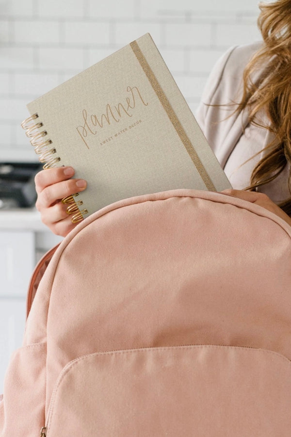 Tan and Gold Spiral Bound Dateless Planner