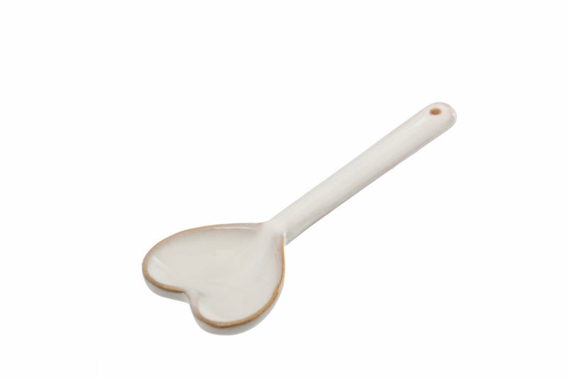 White Heart Ceramic Spoon
