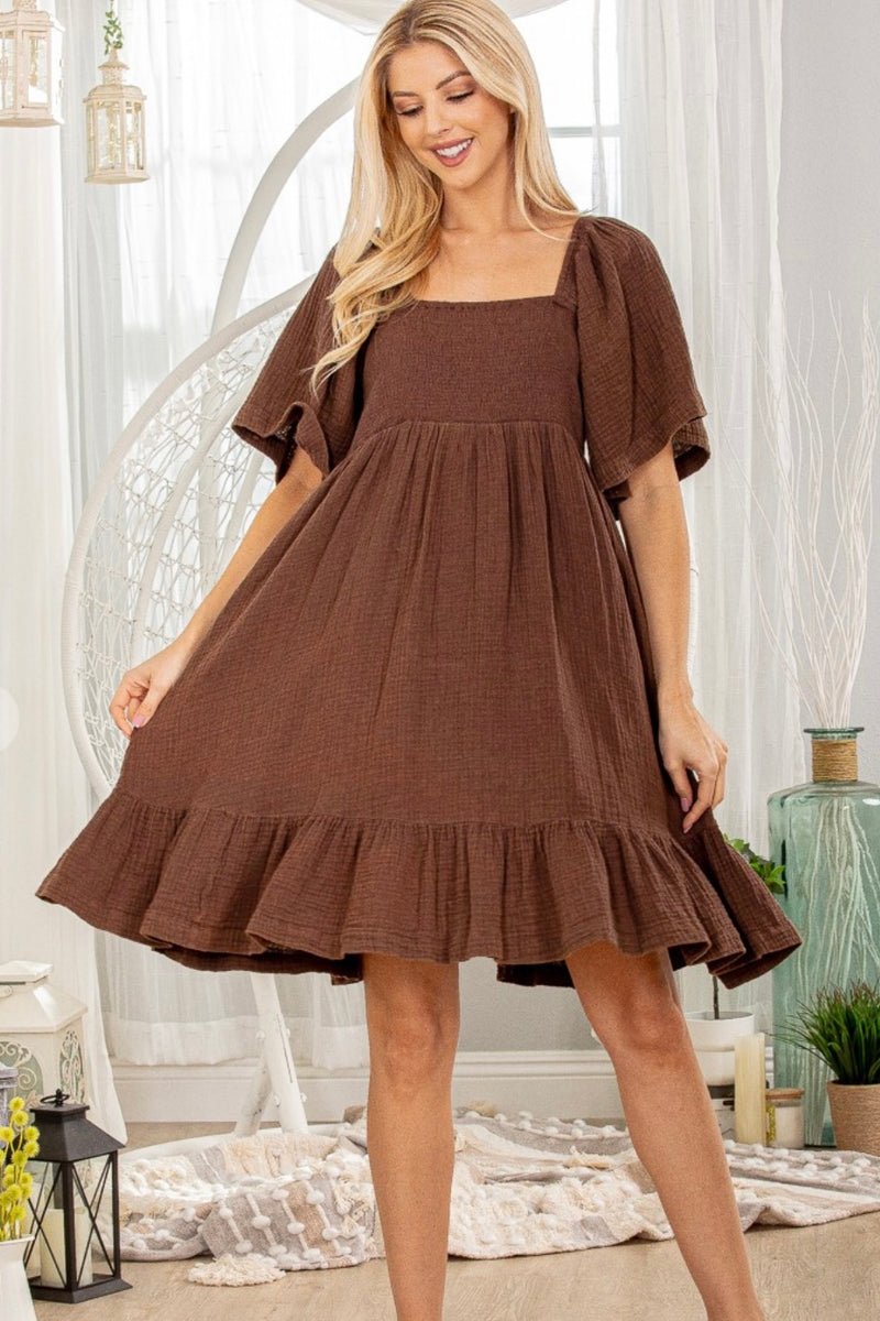 brown women's dress