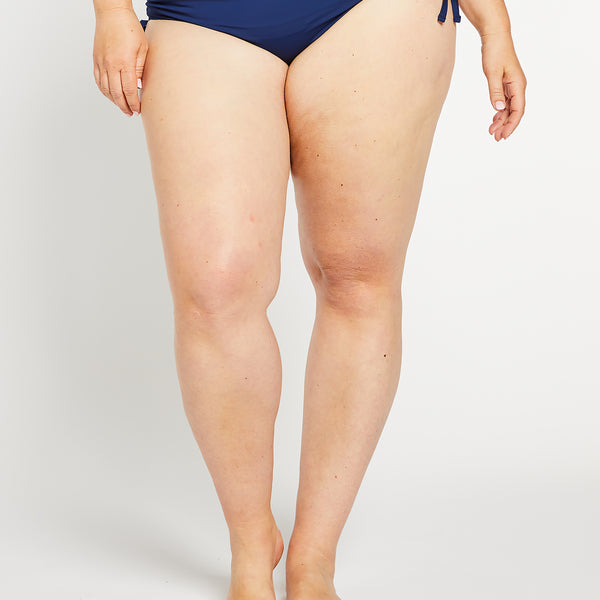 Ruched High Waist Bikini Bottom in Ocean Navy Swimwear Canada