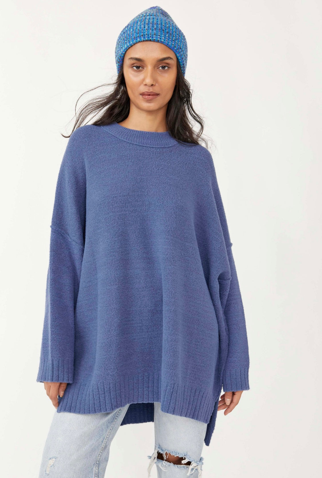 Free People| blue| indigo| peaches| tunic|sweater