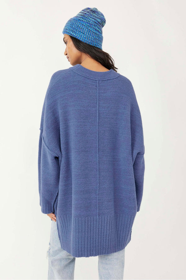 Free People Peaches Tunic Sweater Blue Indigo - Size XS