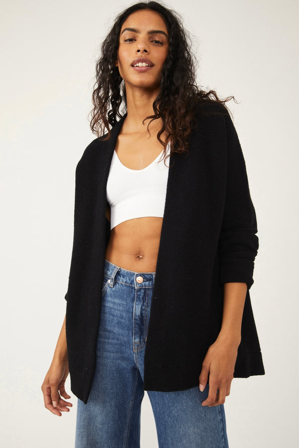 Free People Slouchy Ottoman Cardigan in Black - Last One Size S