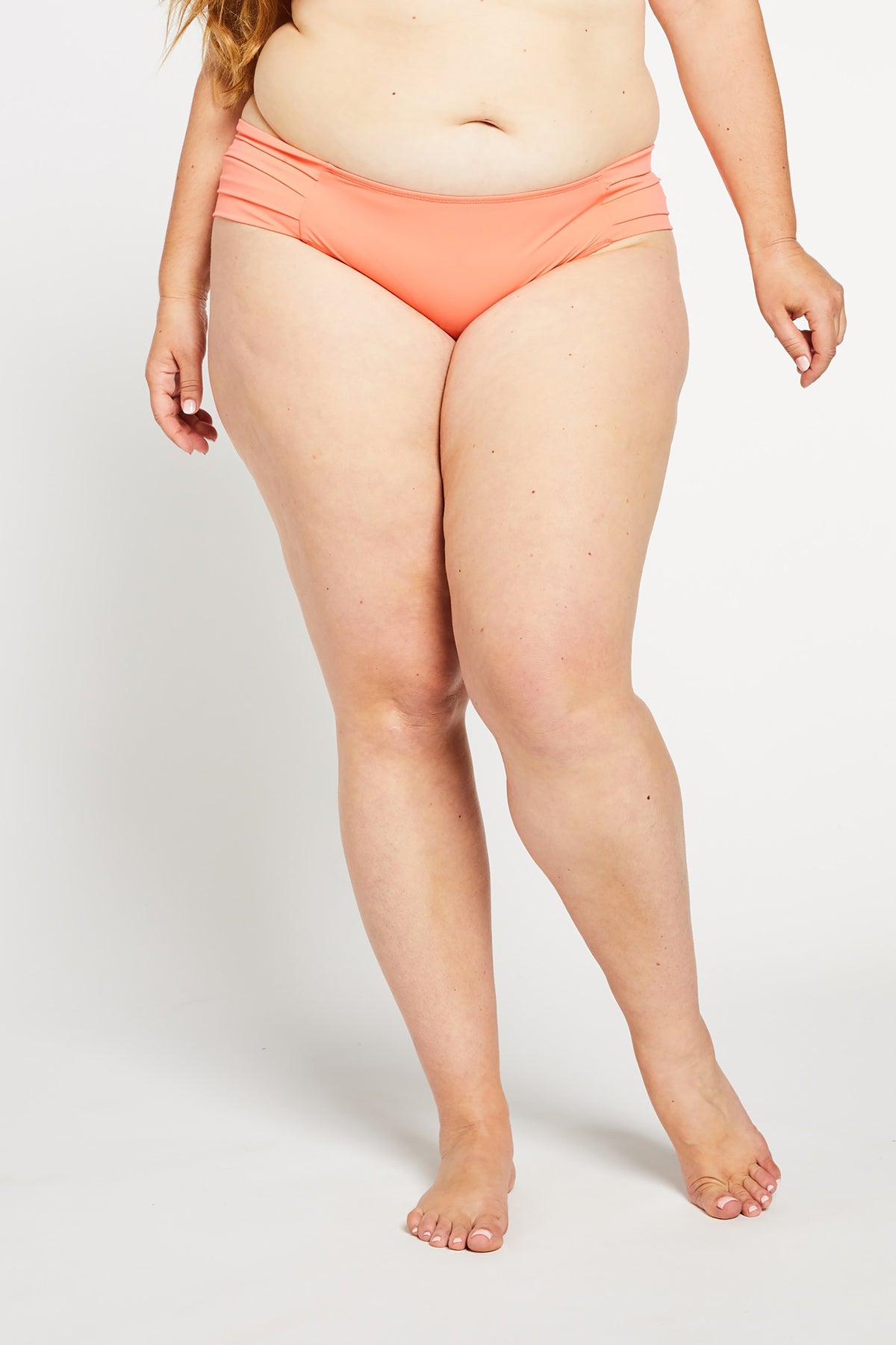 Aqua Bay Swim Co, luxury swimwear, bikini bottoms, pleated bikini bottoms,  full coverage bikini bottoms, coral bikini bottom